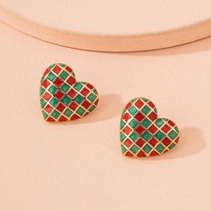 Kolczyki Dangle Drop Oil Checkerboard Love Stud Fash