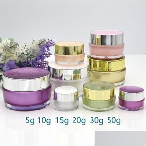 Packflaschen Großhandel 5g 10 g 15g 20g 30g kosmetische leere Jar -Acryl -Make -up -Gesichtscreme -Behälter Flasche nachfüllbar Plastiktopf Drop DHBO7