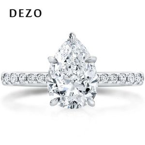 女性用のデゾ婚約指輪梨の形をした2 dカラー本物925スターリングシルバーウェディングプロミスギフト240417