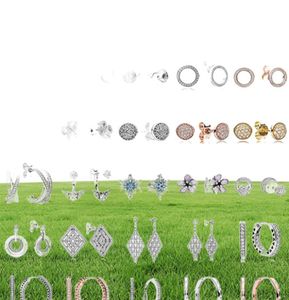 NEU 100% 925 Sterling Silber Ohrringe Blütenhöhlenohrstolzen Charme Perlen Fit Armband DIY Dangler Großhandel Fabrik1597944