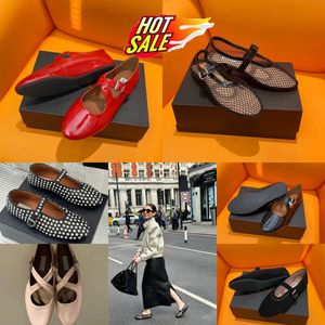 With Box Designer Sandal ballet slipper slider flat dressing shoes dancing Women round toe Rhinestone Boat shoes leather buckle shoes size 35-40 GAI