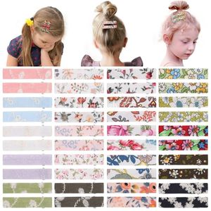 Baby Kids Hair Clips Barrettes Girls Wrapped Floral Safe Barrette BB Hairpins Clippers Girls Hair Accessories for Children 2PCS/PAIR 30 Colors