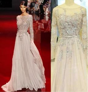 Elie Saab 2019 Suknie wieczorowe Bling Bling Batau Neck Surs Długość podłogi koraliki Kryształowy czerwony dywan Specjalny okazja 7583575