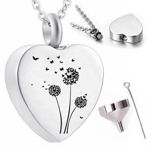 Butterfly cremation jewelry pendant three dandelion bouquet souvenir necklace to commemorate mom and dad7680396