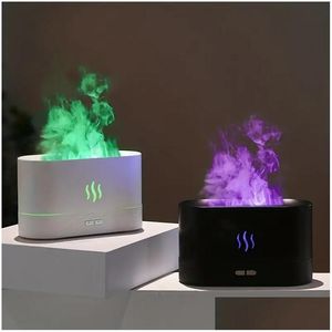 Humidifiers 1Pc Portable Cool Mist Usb Led Change Color Room H2O Air Fire Flame Humidifier Aroma Essential Oil Diffuser Drop Delivery Ote8S