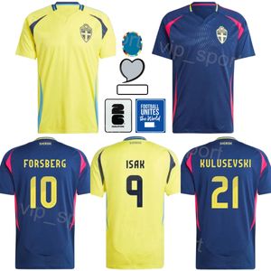 2024ユーロカップスウェーデンサッカー24 Gustaf Nilsson Jersey 21 Dejan Kulusevski 3 Victor Lindelof Sebastian Nanasi Isaac Kiese Thelin Football Shird Kitsナショナルチームチームチーム