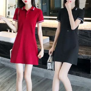 Casual Dresses Women Summer Sports kortärmad poloskjorta krage klänning för Vestido de Mujer Femme Robe