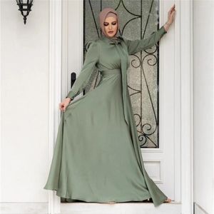 Roupas étnicas cetim mulheres muçulmanas abaya ramadan long maxi vestido maxi