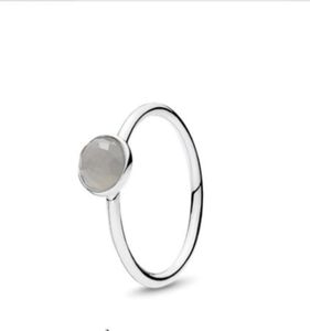 Andy Jewel Jewelry Band 925 Srebrna skóra June Droplet Grey Moonstone Crystal CZ Moments Birthstone For Valentines Day Designer Pierścienie dla kobiet 191012MSG7928819