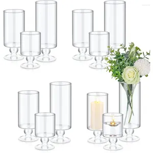 Vasos Vasos Vasos de flores Conjunto de 12 cilindros de pilares de vidro Cilindro de cilindro Decoração da sala do quarto Home Garden