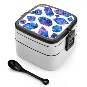 Dink Gelassy Crystals Crystals Bento Box Lunch Contenitore termico 2 strato Crystal Galattico sano disegno ad acquerello