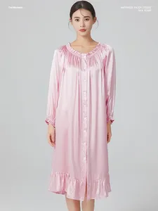 Women's Sleepwear High Quality Real Silk Nightdress Long Skirt Summer Homewear% Home Wear Sleeve Advanced