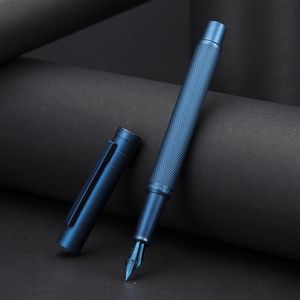 Hongdian Dark Blue Forest Metal Fountain Pen Blue NiB EF/F/Bent Vacker Tree Texture Utmärkt Writing Business Office Pen 240417