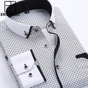 Grande dimensione da 4xl camicia da uomo arrivo Arrivo a maniche lunghe Slimt fit Down Collar camicie di business stampate di alta qualità MCL18 240403