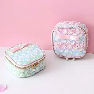 Storage Bags Cute Mesh Color Embroidery Sanitary Napkin Coin Earrings Headset Multi-function Bag Home Items