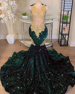 Vintage Sparkly formal Dresses Sheer O-neck Luxury Hunter Crystals Diamond Sequin Mermaid Evening Dresses Prom Party Gowns