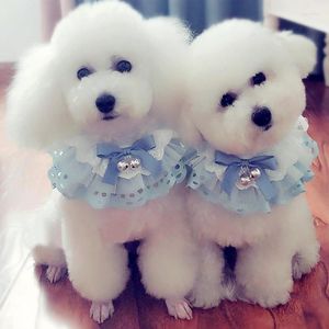 Köpek giyim el yapımı evcil hayvan yakaları yavru kedi dantel yayı çan ile ayarlanabilir kravat aksesuarları ile küçük köpekler kaniş malları