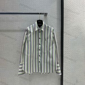 Frauen Stripe Shirt Designer Langarmbluse grüne Tees elegante Freizeitplätze