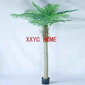Dekorativa blommor kokosnöt nål solros trädträdgård dekor tropisk grön pott konstgjord palm liten falsk