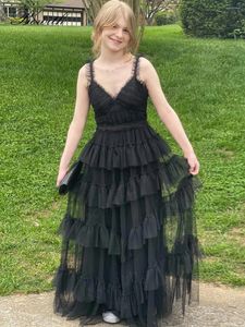 Abiti da festa Bowith Elegant Prom Black Evening for Women Maxi con strati a più livelli Vestidos de Fiesta