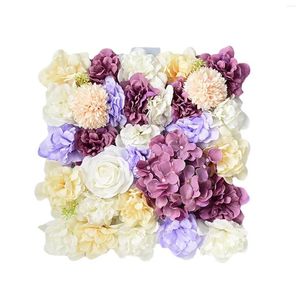 Dekorativa blommor 6 PC: er konstgjorda rosblommor väggpaneler hortensia pion flores för bröllopsfest baby shower bakgrund hem dekoration