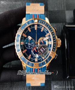 Diver 1502151le39Hammer Miyota Quartz Chronograph Mens Watch Rose Gold Blue Red Dialtra Cinghia di gomma con motivo PureTime 4496510