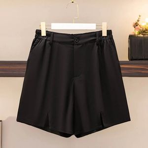 150 kg più size donne pantaloncini estivi pantaloni larghi elastici sciolti pantaloni neri hip neri 153 cm 7xl 8xl 9xl 240415