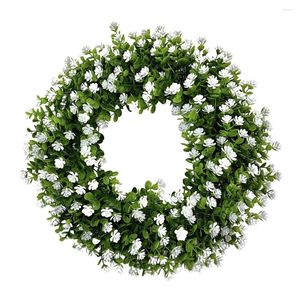 Dekoratif Çiçekler Yazlık Bahar Oturma Odası Duvar Okaliptüs Yeşillik Plastik Şömine Mor ve Beyaz Çiçek Çelenk