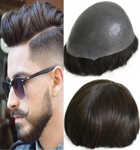 Silicone peruca para homens de calça reta Toupee completa Pu Toupe Toupee Toupee Europeia Virgem Virgem Humano Substituição de Substituição para Men 6383044