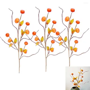 Fiori decorativi da 3 pezzi Filler schiuma Arificial Cumpkin Branch Ringraziamento Calco Picks Branches decorazione da tavolo Simulazione Berry