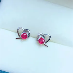 Stud Küpe Butik Takı 925 STERLING Gümüş Doğal Yakut Lady Küpe Destek Algılama 3 3mm