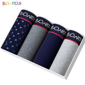 4PCS bokserki mąki męskie majtki homme bokserki boksershorts bieliznę dla mężczyzny bawełniana para męska seksowna zestaw calecon miękka pudełko 240412