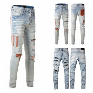 dżinsy Y2K Designer dżinsy męskie chude dżinsy desig kolory spodnie proste streetwear chude spodnie Hiphop długa naklejka haft szczupły dżinsowe szorty męskie 30-40