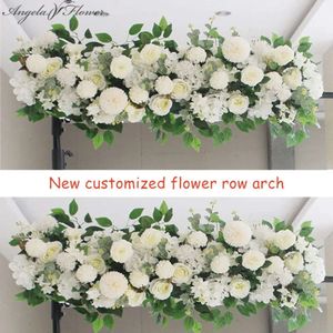 Blumen DIY getrocknete Blume 50100 cm Hochzeitswandanordnung liefert Seiden Pfingstrosen Rose künstliche Blumenreihe Dekor Ehe Eisenbogen Hintergrund 230613