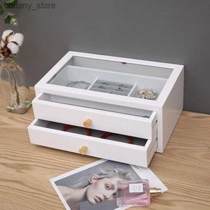 Accessories Packaging Organizers Double-layer Jewelry Box Portable Wooden Jewelry Organize Box Large Capacity Necklace Ring Display Gift For Woman Y240417