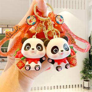 Kreativ och söt stil skörd panda docka nyckelring flickvän väska hänge bil nyckelchain doll maskin blind låda gåva män och kvinnor är fria att matcha från 2 stycken