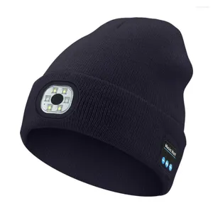 Berets Music Call Włączone do czapki Bluetooth LED Cap z wysoką jasnością Illumination Wireless do biwakowania