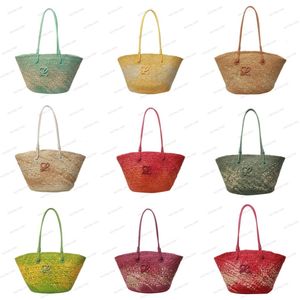 Women Classic straw Tote Summer Anagram Basket bag iraca palm weave Beach Bag large capacity Handbag Raffias Shoulder Bags holiday travel duffle bag