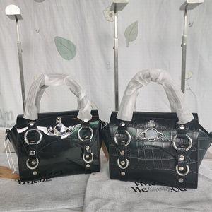Brand Women's Bags Patent Leather Saturn Logo Handbags Crocodile Betty Mini Crossbody Bag