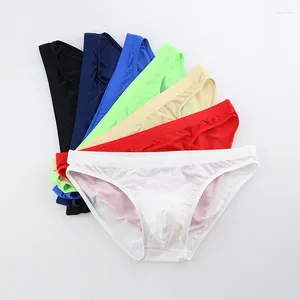 Underpants 7pcs/lot Sexy Men Brue Breathable Breathable Ultra Fin Smooth Silk Silk Summer U Travex Underwear