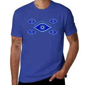 Men's Polos Blue Evil Eye Nazar T-shirt Vintage Anime Short Sleeve Tee Men