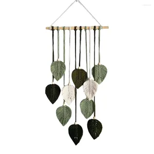 Tapestries Hanging Decor Wall Leaf Tapestry Cotton Rope Green Macrame Leaves Versatile