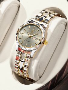 Kadınlar için lüks saatler altın bilezik paslanmaz çelik moda su geçirmez bayanlar kuvars kol saati kadın saat hediyeleri 240409