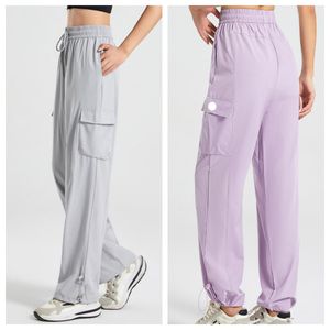 LU-2144 Women Fitness Overalls New Autumn High Waist Thin Wide Leg Pants Casual Quick Drying Sports Pants