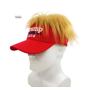Med hårbaseballmössor USA 2024 Trump Hats 0417