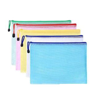 Pencil Bags Wholesale Waterproof Fiber Mesh File Folder Bag Document Pouch Office School Staff Students Stationery Book Pen Case Drop Dh3Kr