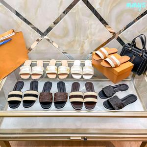 2024 Toppkvalitet Summer Slippers Designer Sunny Beach Sandals Slides Vintage Shoe Mens Womens Fashion Soft Flat Shoes 35-42