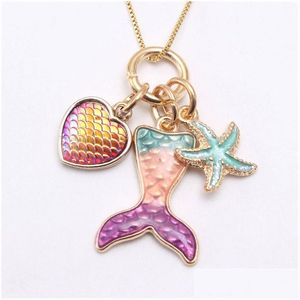 Jewelry 2 Colors Kids Necklace Mermaid Starfish Pendant Girl Long Accesories Chain Necklae For Party Gift 510 K2 Drop Delivery Baby Dhp4Z