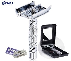 Manuale inossidabile di moda Sicurezza Blade Razor a doppio bordo rasatura della barba per uomini con cassa a specchio 6 pale BD1796249652