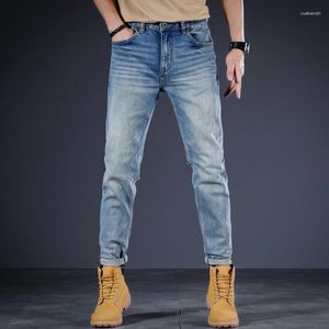 Jeans masculinos Blue Blue Men de alta qualidade Marca para Man Slim Fit Stretch Streetwear 2024 Male calças de jeans Hombre